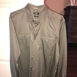 Button Down Shirt by Hugo Boss Slim Fit Dark Green